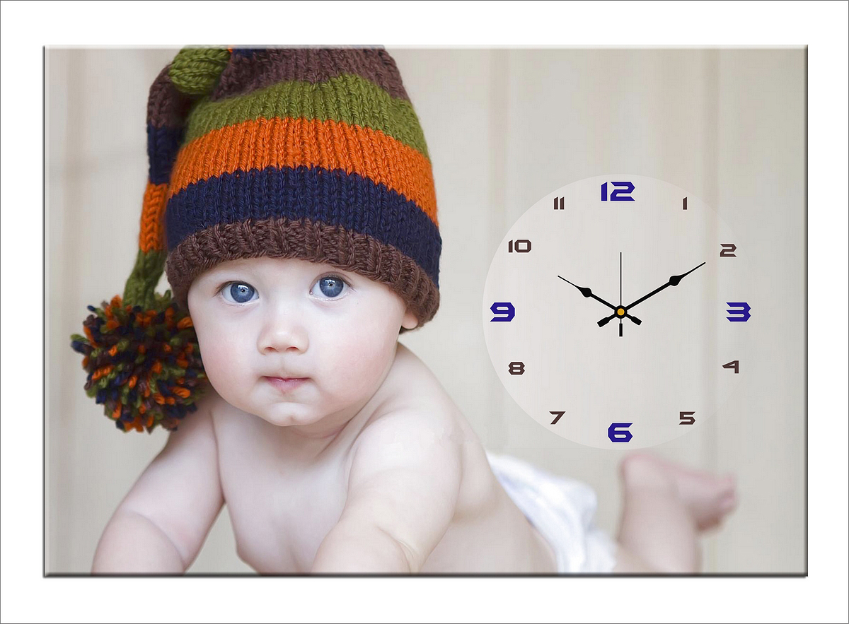 Buy Analog wooden canvas wall clock Multi Colored ( 25 cm x 30 cm