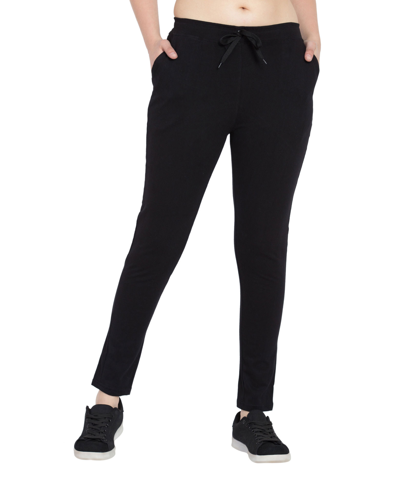 Buy Haoser Women's Trackpants Solid|Black Stylish Cotton Lowers for ...