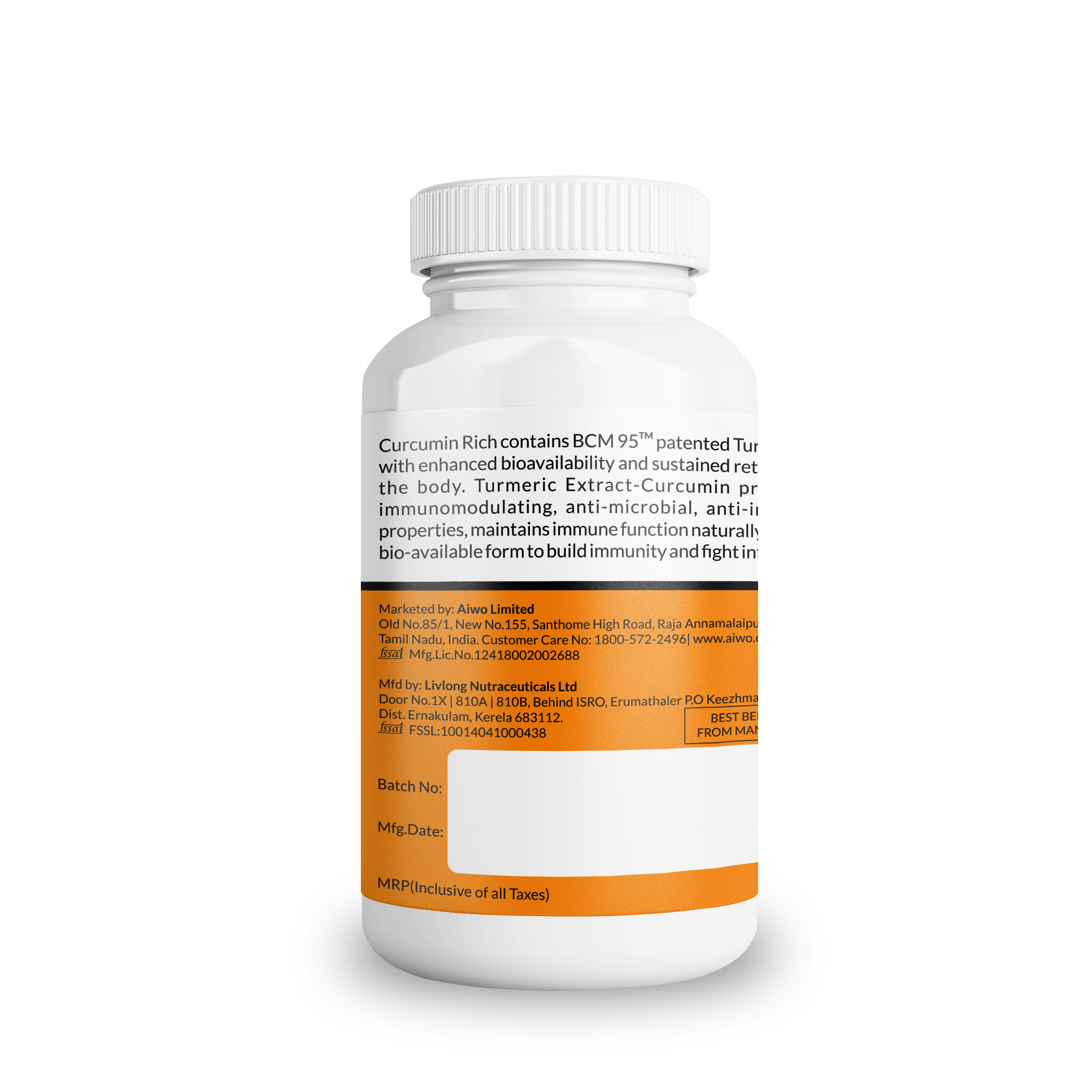 Buy AIWO Curcumin Rich - BCM95 - 30 Capsule Online - Get 11% Off