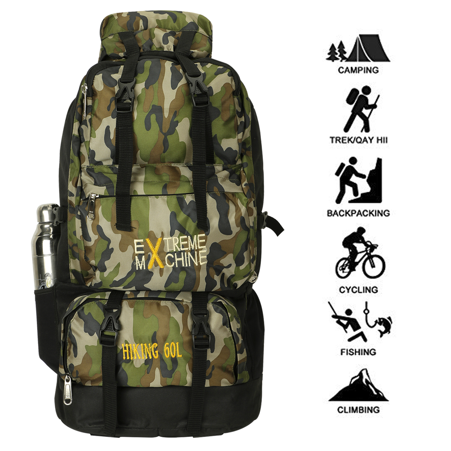 Buy Exterme Machine Military Print 90 L Backpack Bag for Trekking