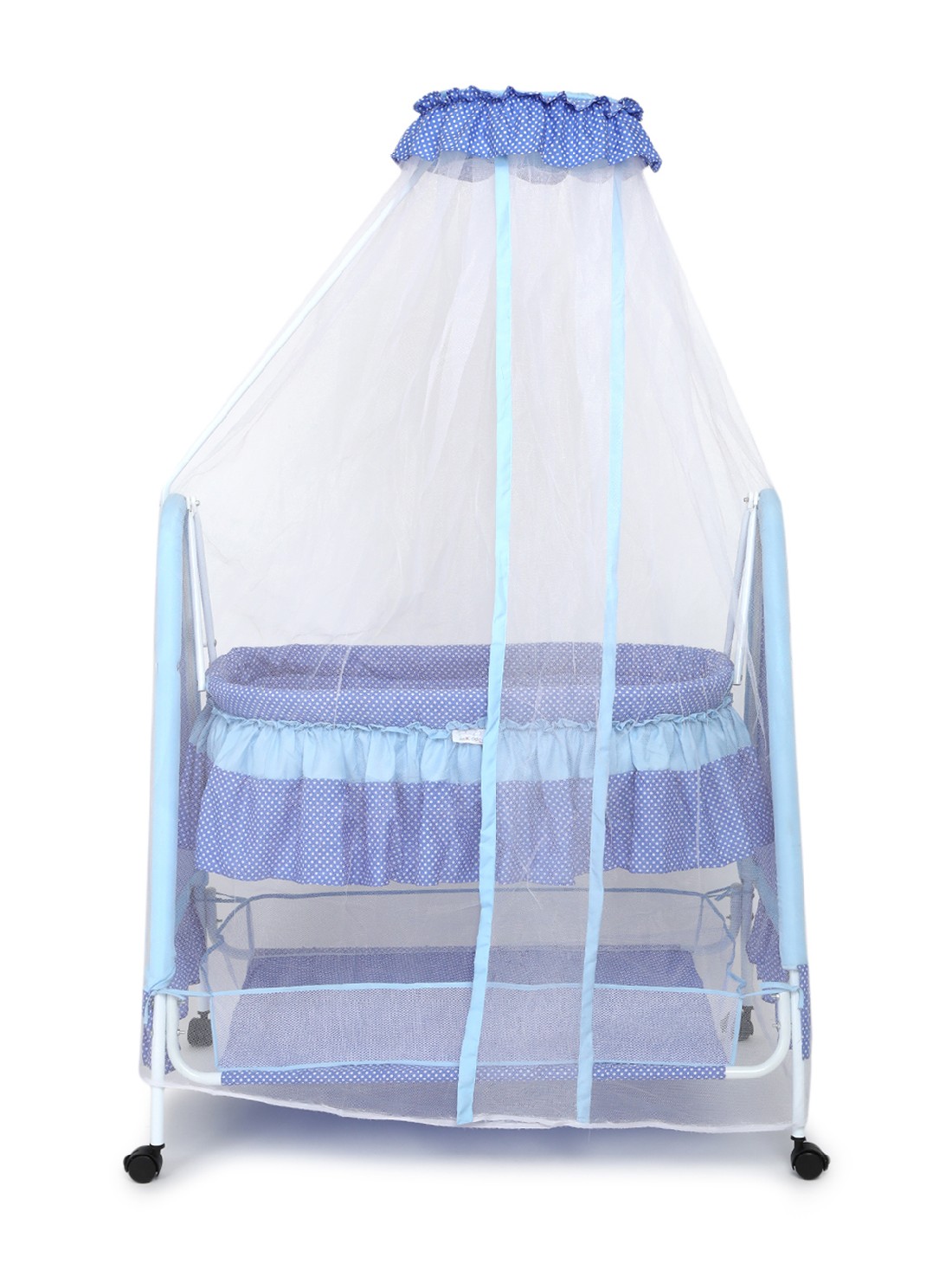 Buy Kiddery Polkamania Blue Baby With Mosquito Net Online