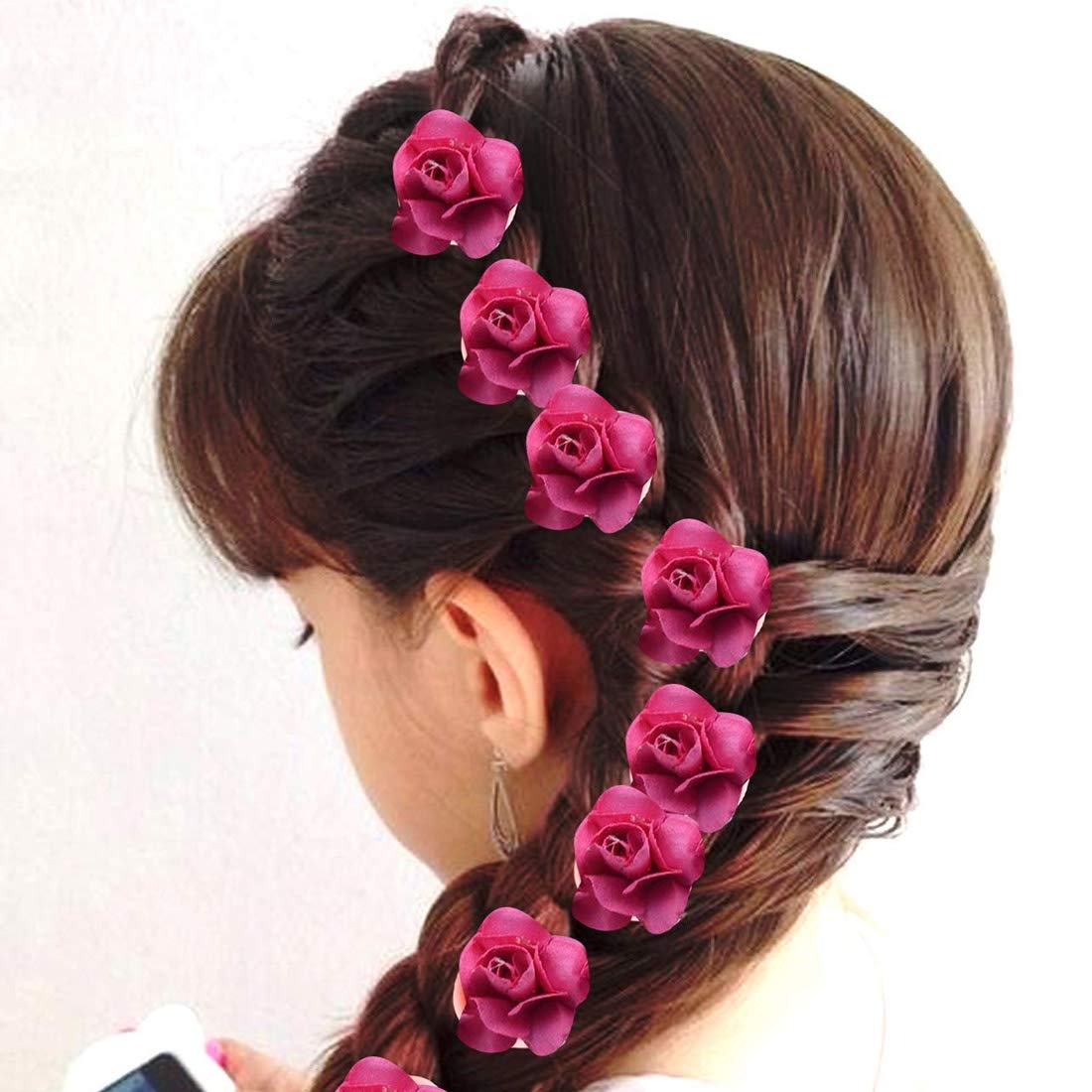 Buy Maahal Pack Of 24Pcs, Red Rose Flower Hair Juda Pin Hair