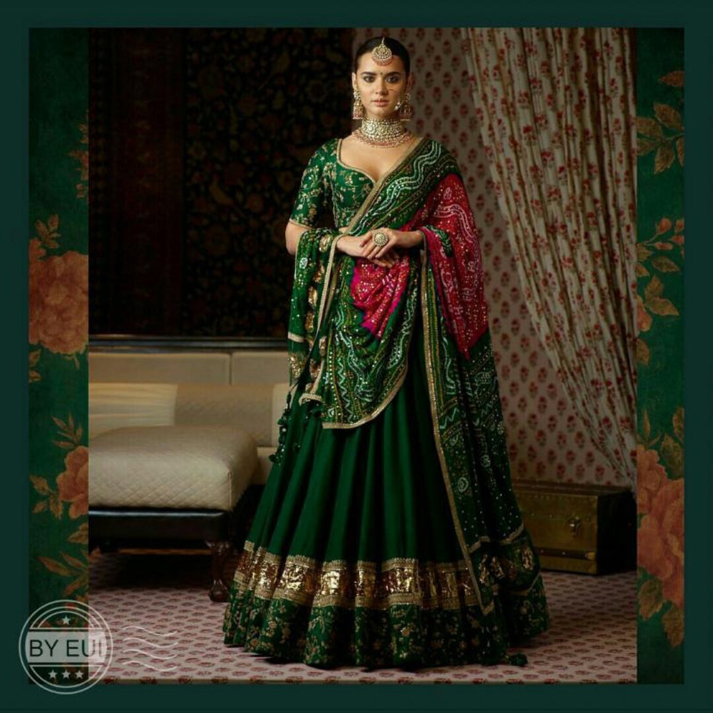 Buy Salwar Soul New Arrival Sabya Sachi Dark Green Lehenga Choli Online ₹2199 From Shopclues 1647