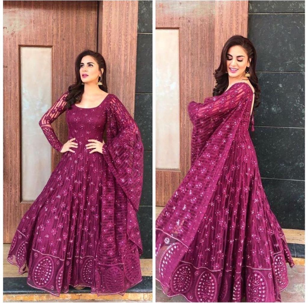 salwar soul shraddha arya charming purple georgette party wear suit