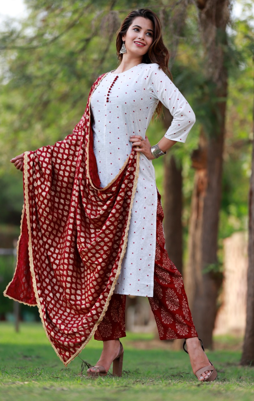 party wear kurti plazo with dupatta