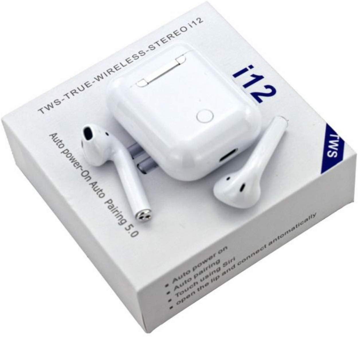 HBNS TWS I12 5.0 True Wireless Mini Bluetooth Headsets/Earphones/Earbuds with Mic Charging Case for Both iOS Android Phones
