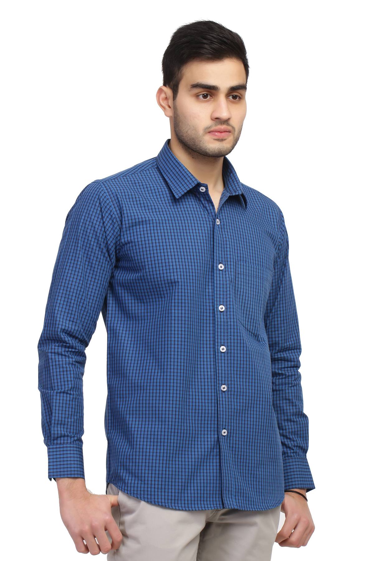 Buy GENTINO Men's Firozi Casual 100 Cotton Checks Shirt Online @ ₹599 ...