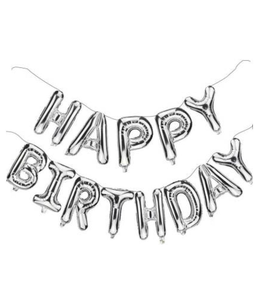 Buy Happy Birthday Letter Foil Balloon Set Of Silver Pack Of 30 Hd