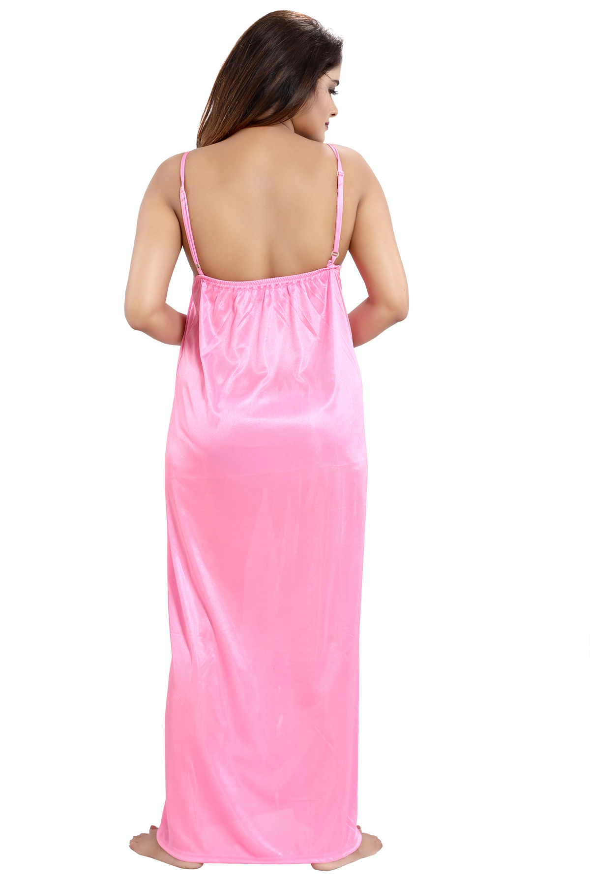 Buy Be You Light Pink Solid Lace Satin Women Nightwear Sets (1 Robe, 1 Nighty, 1 Lingerie Set, 1