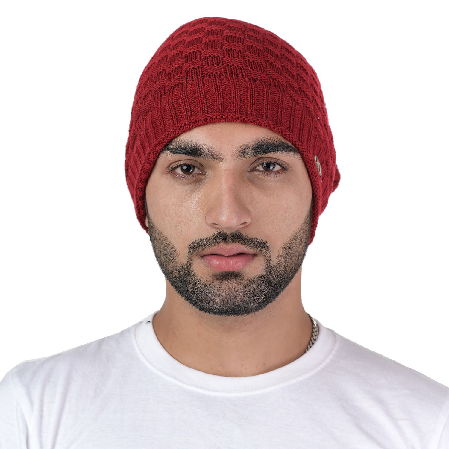 Buy Woolen Cap Check Design For Menunisex Far Inside Snow Proof