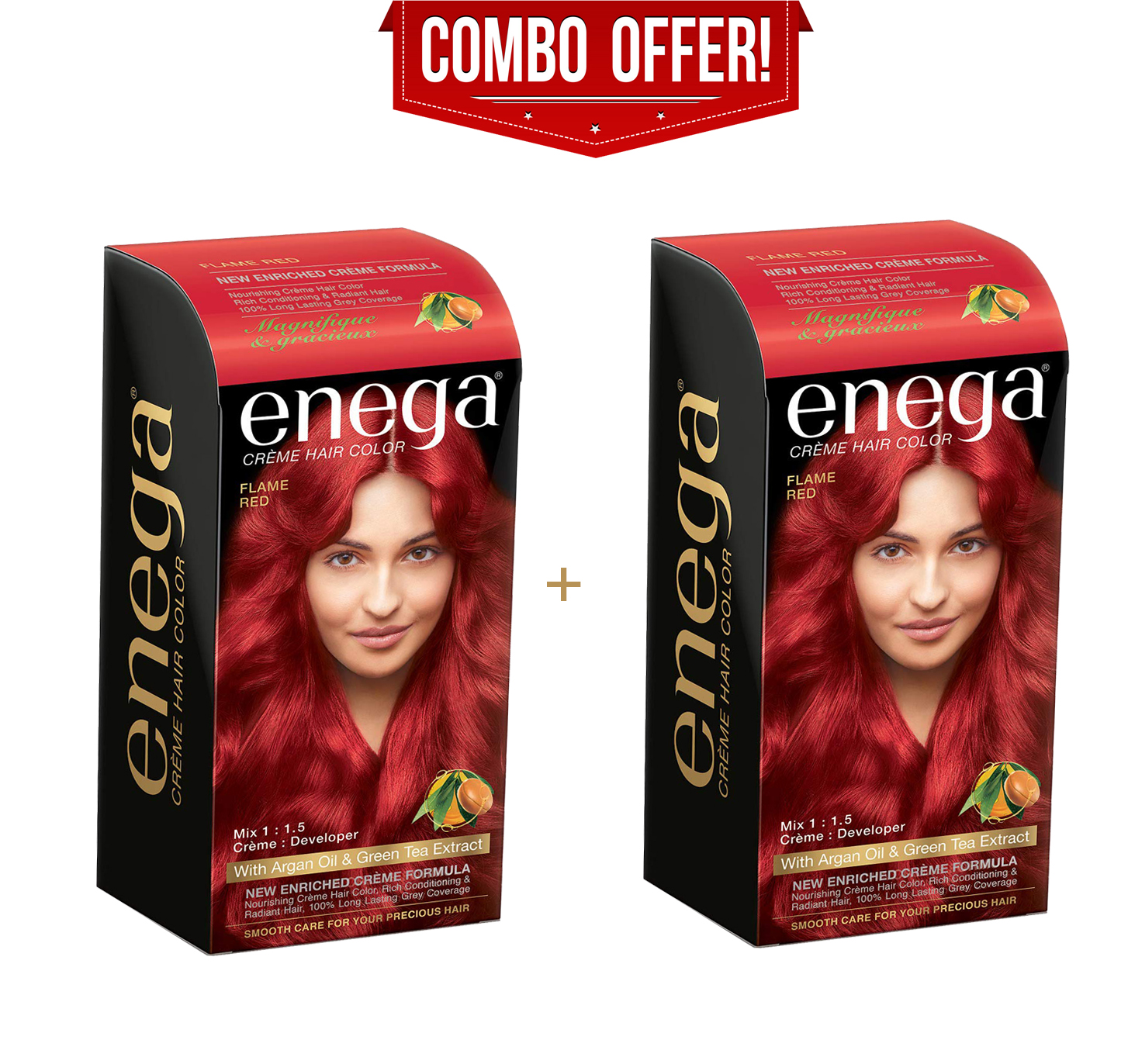 Buy Enega Cream Hair ColorFlame Red (Pack Of 2,50ML+50ML) Online @ ₹129 ...