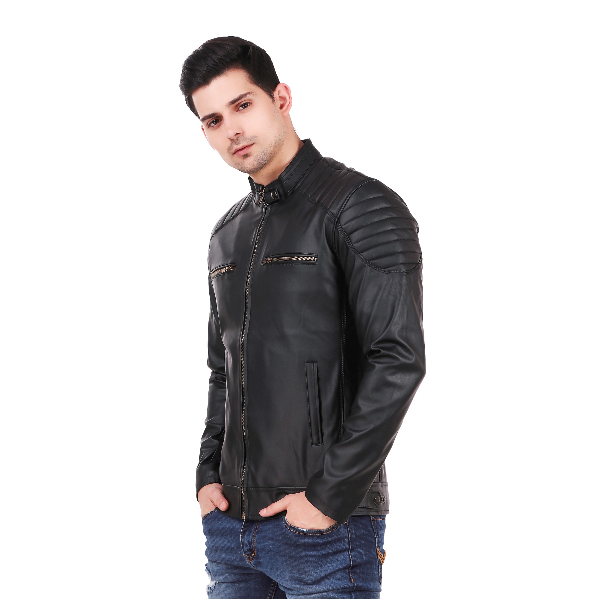 Buy Leather Retail Black Designer Digital Printed Faux Leather Jacket ...