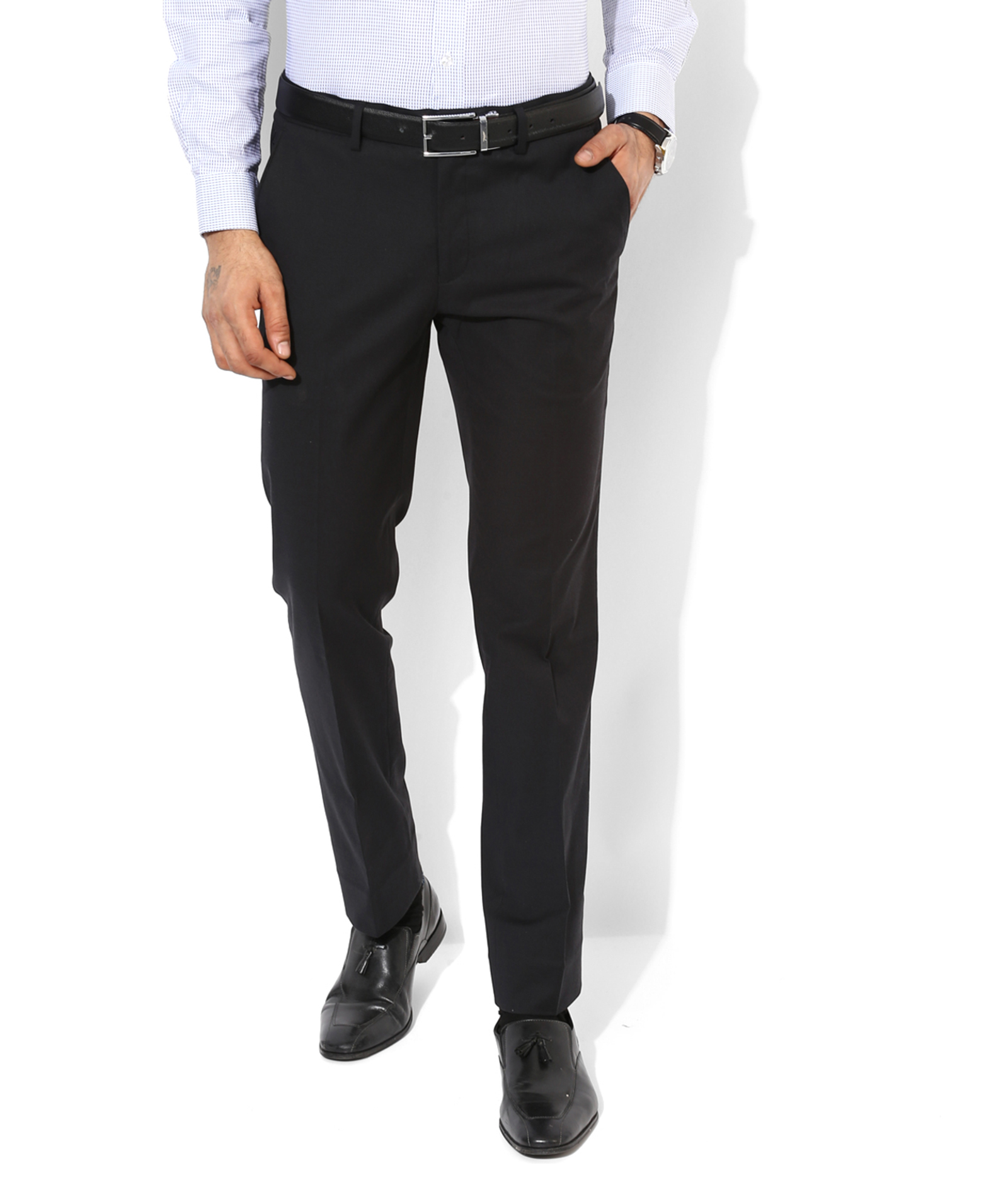 Buy Haoser Men's Slim Fit Black Formal Trousers ,Black Formal Pant for ...