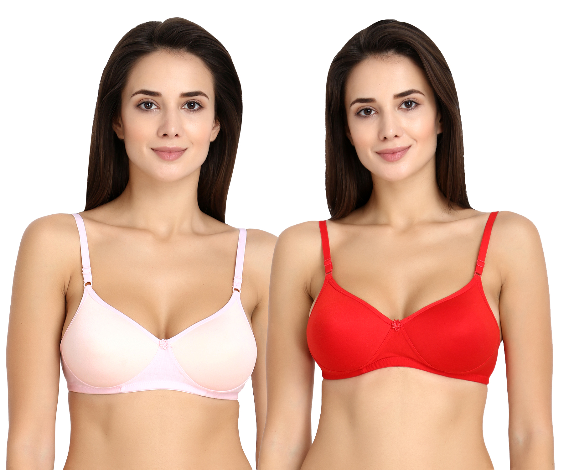 Buy Ksb Enterprises Soft Padded Non Wired Cotton Bra For Womens Pack Of 2light Pinkred30b 3415