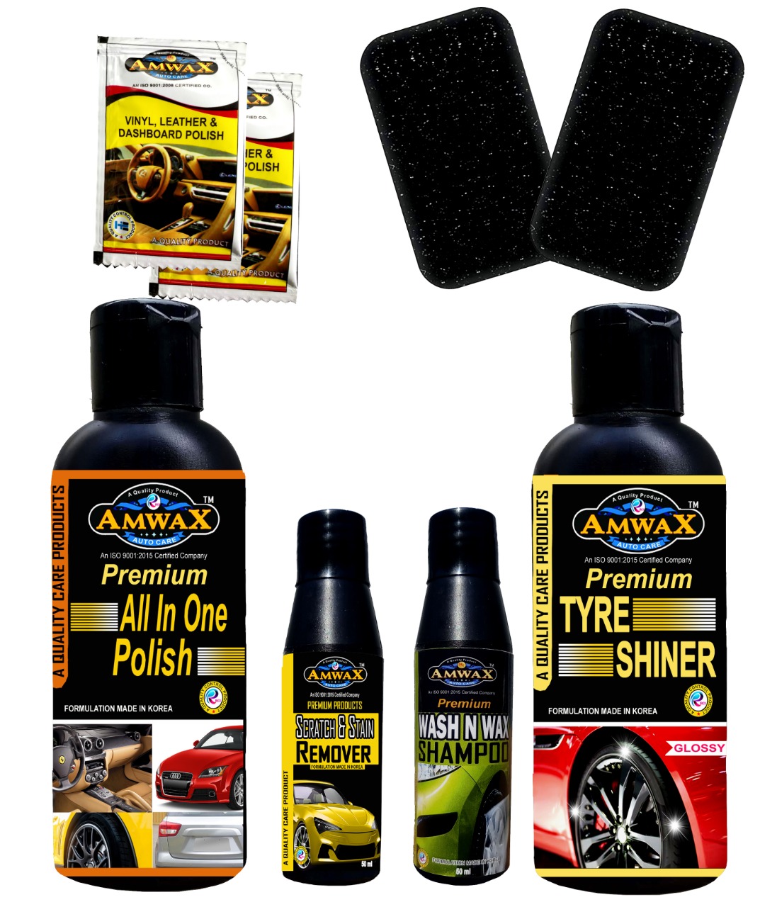 Buy Amwax Car Bike Care Kit (Tyre Shiner 120 ml + All In One Polish 120 ...