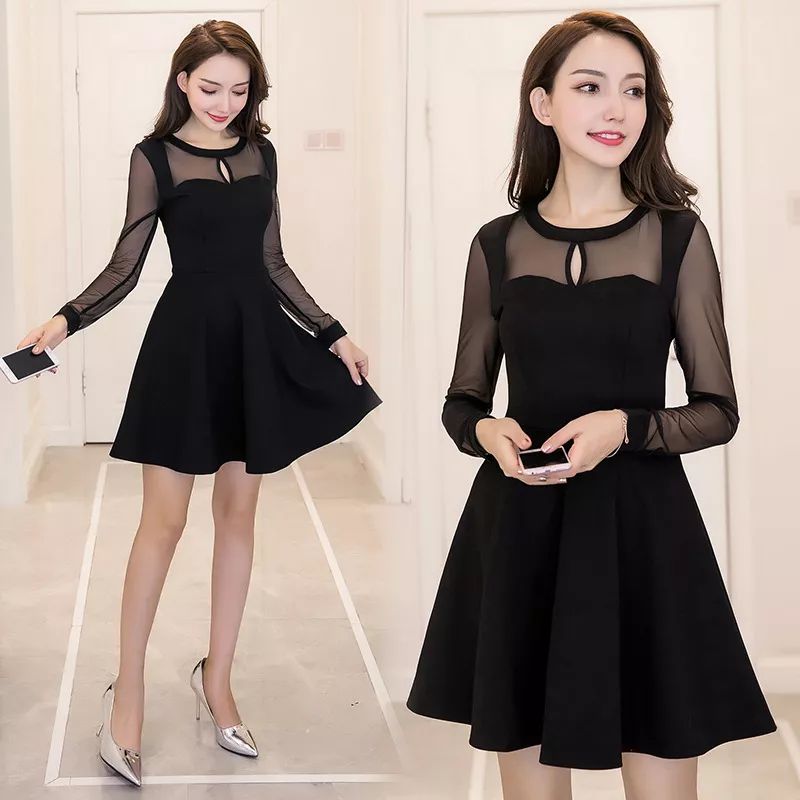 Buy Vivient Plain Black Short A Line Dress For Women at shopclues.com