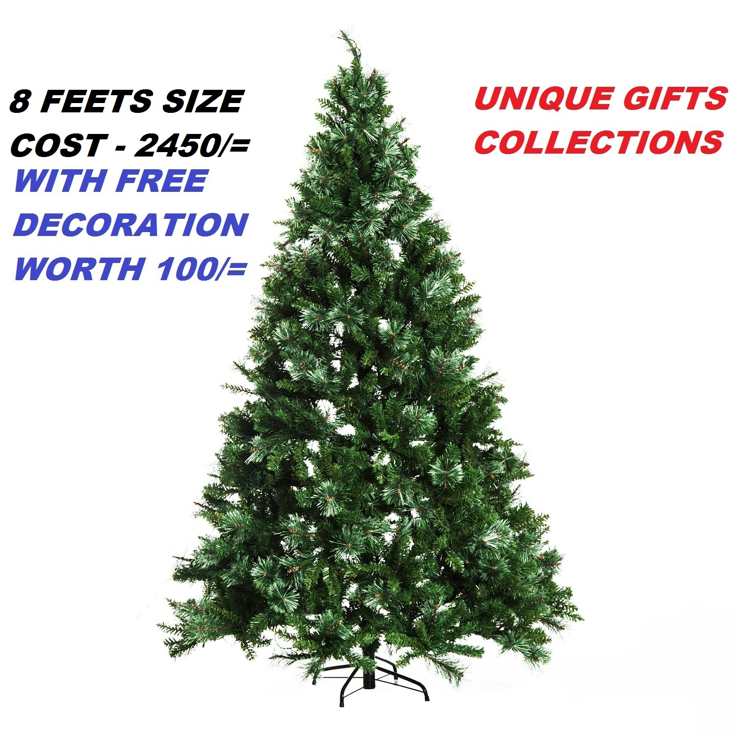 Buy UNIQUE - 8 FOOT BIG SIZE XMAS TREE - METAL STAND - 8 FEET HEIGHT ...