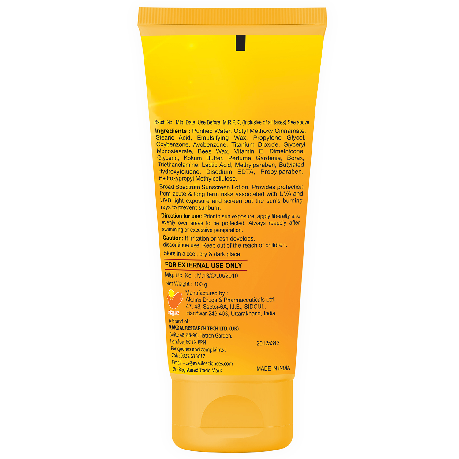 Buy Evalife Sunscreen Lotion With Uva And Uvb Protection, Spf 30 100