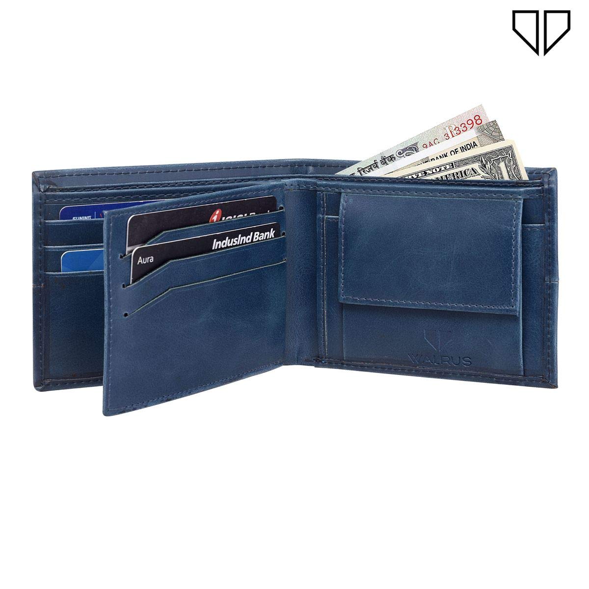 Buy Walrus Daniel Blue Pure Leather Casual Bi-fold Wallet For Men WW ...