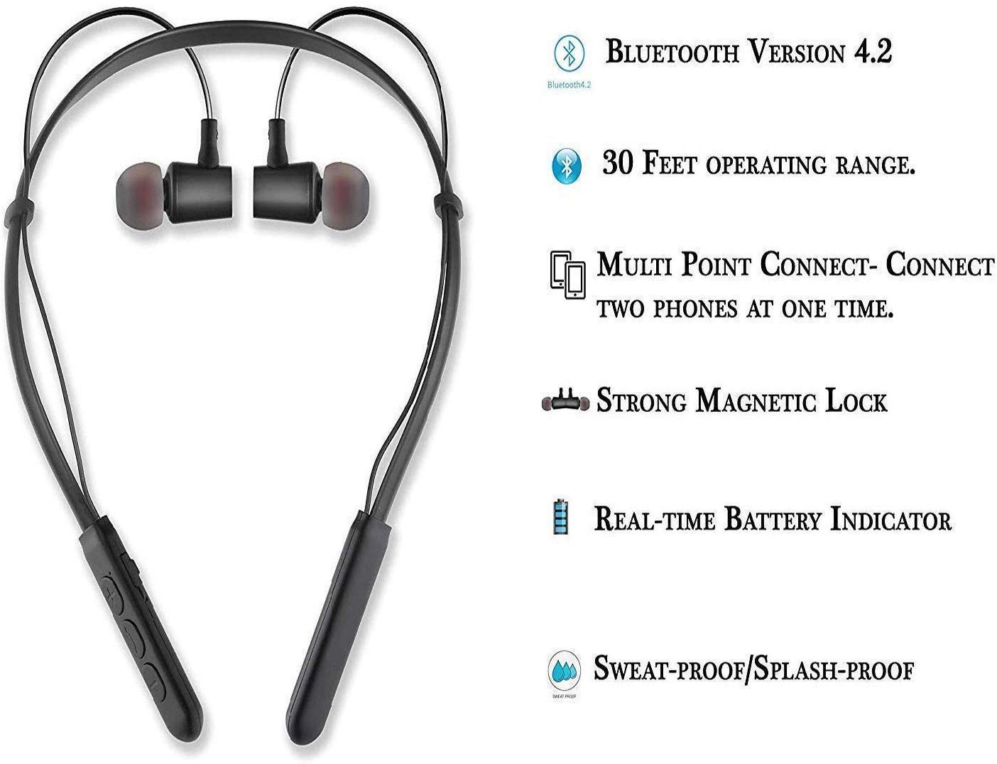 Buy Raptech Black In Ear Bluetooth Neckband Headset Online ₹449 from ShopClues