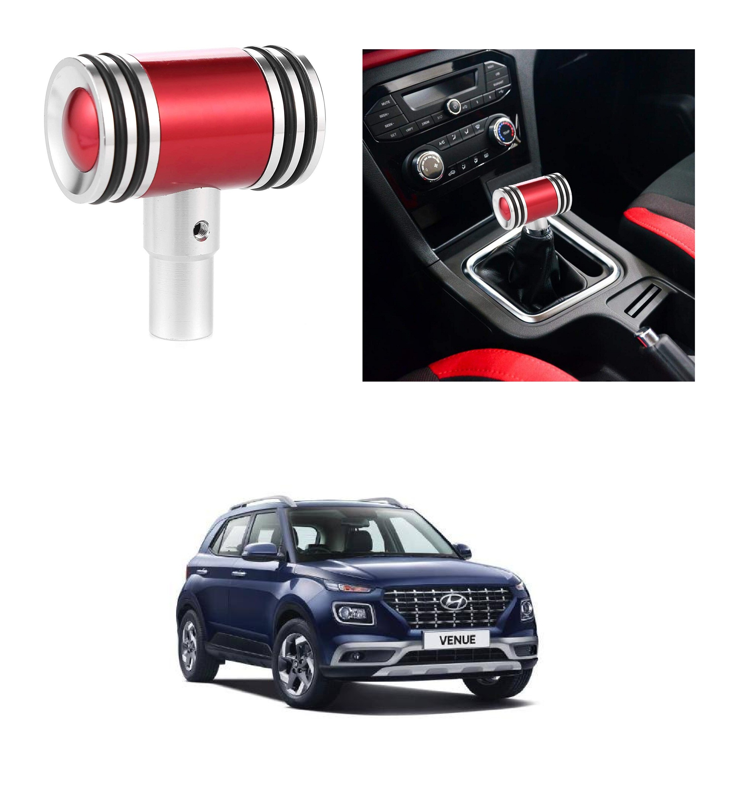 Buy AutoRight Hammer Type Aluminum Handle Gear Shift Knob Red For