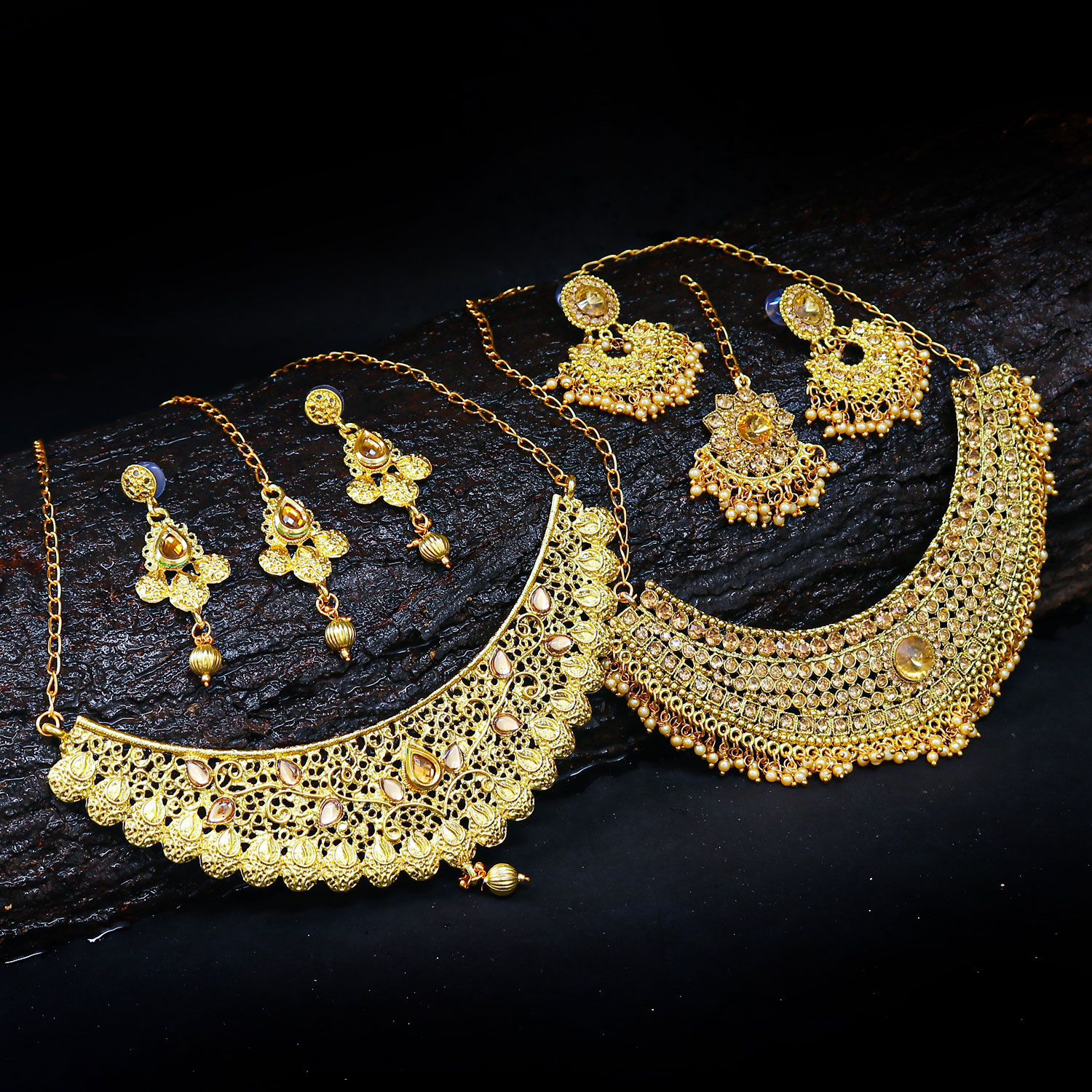 Buy Sukkhi Alloy Gold Plated Australian Diamond Choker Necklace Combo ...