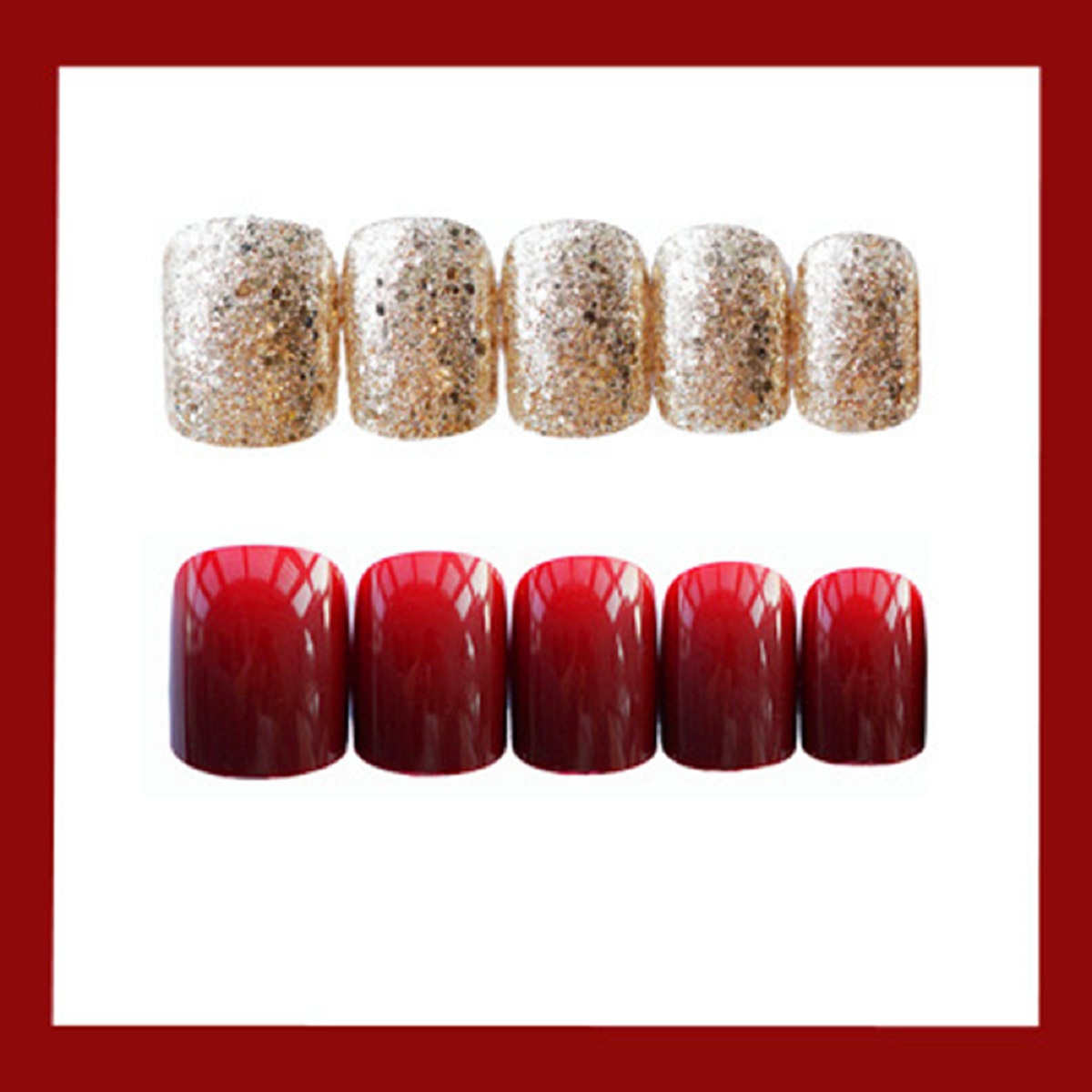 Buy Fantastic Golden Red Wine Artificial Nails (Pack Of 24 Pcs) By ...