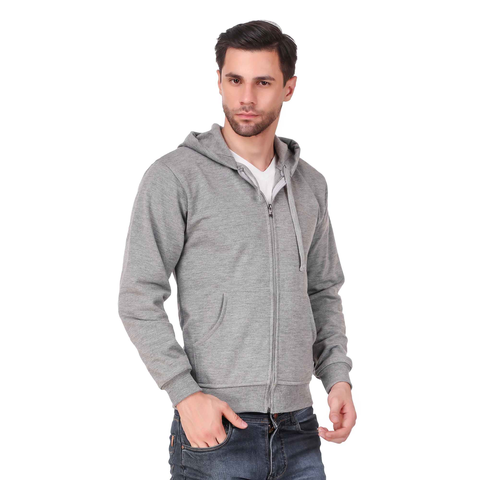 Buy Ketex Men's Grey Zipper Sweatshirt With Hood Online @ ₹420 from ...