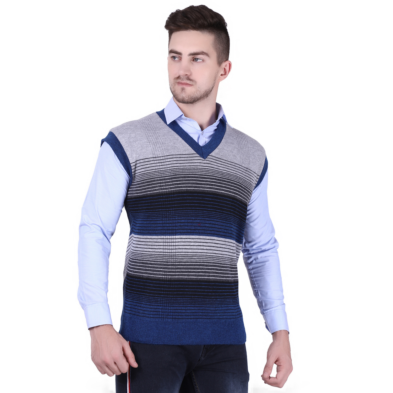 Buy Starcollection Men's Half Sleeve V Neck Sweater Multi-Colour Online ...