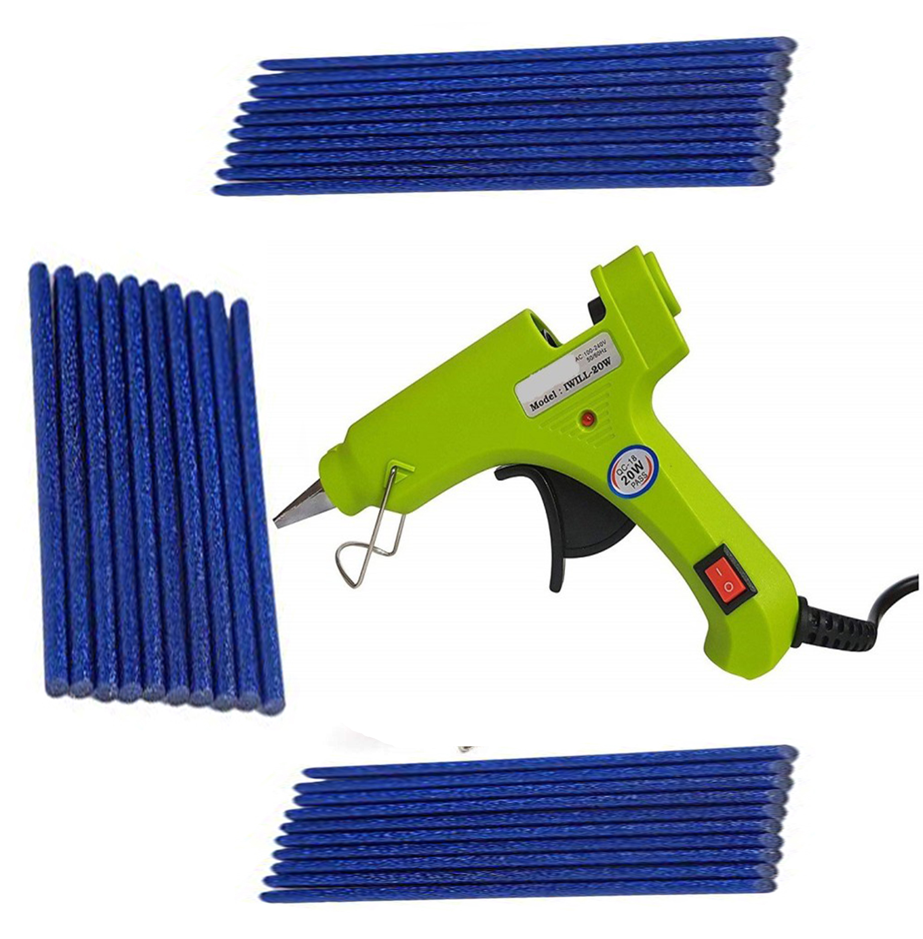 Buy Green Glue Gun With 30 Blue Glitter Stick (Leak Proof) Online Get