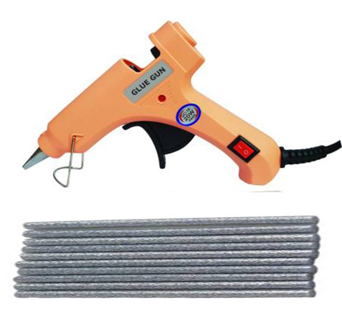 Buy Peach Glue Gun With 10 Silver Glitter Stick (Leak Proof) Online