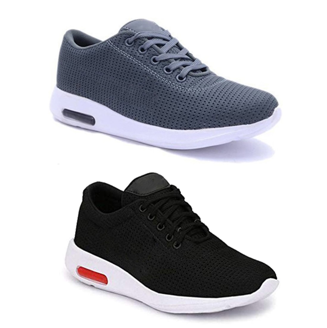 Buy Combo Of 2 DzVR Grey Black Mesh Running Sports Shoes For Men Online ...