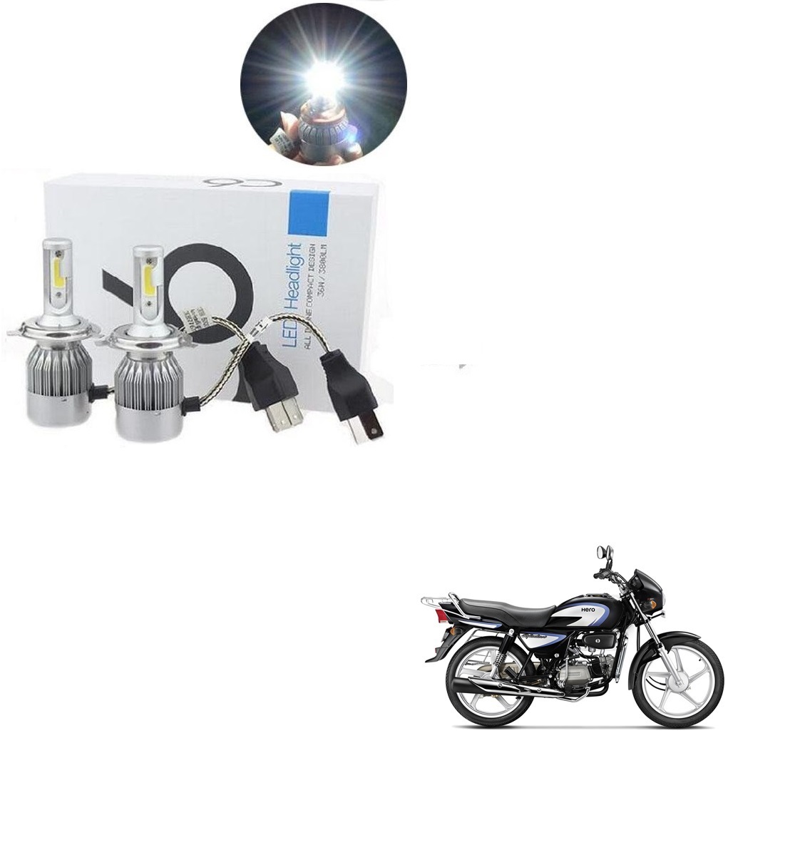 Buy Auto Addict C6 H4 Bike Headlight Bulb 50W Led Conversion Kit (White