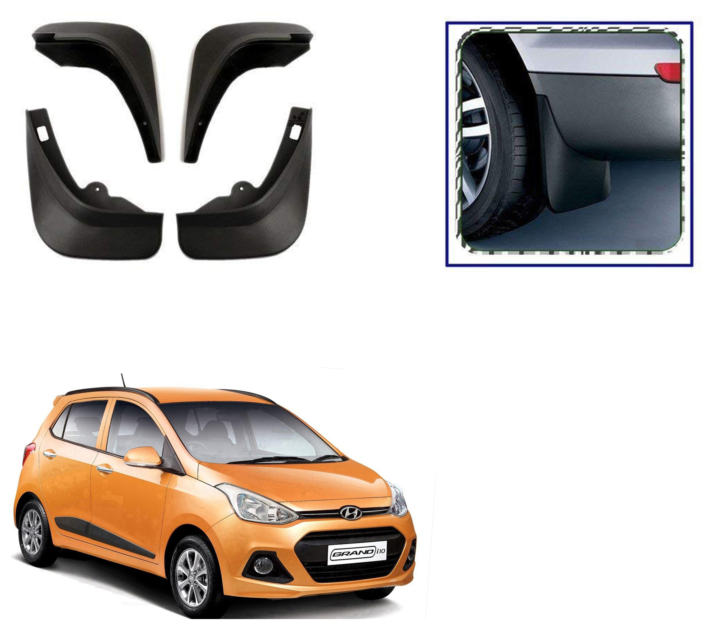 Buy Feelitson Car O.E Type Mud Flap/Guard (Set of 4 Pcs.) for I10 Grand