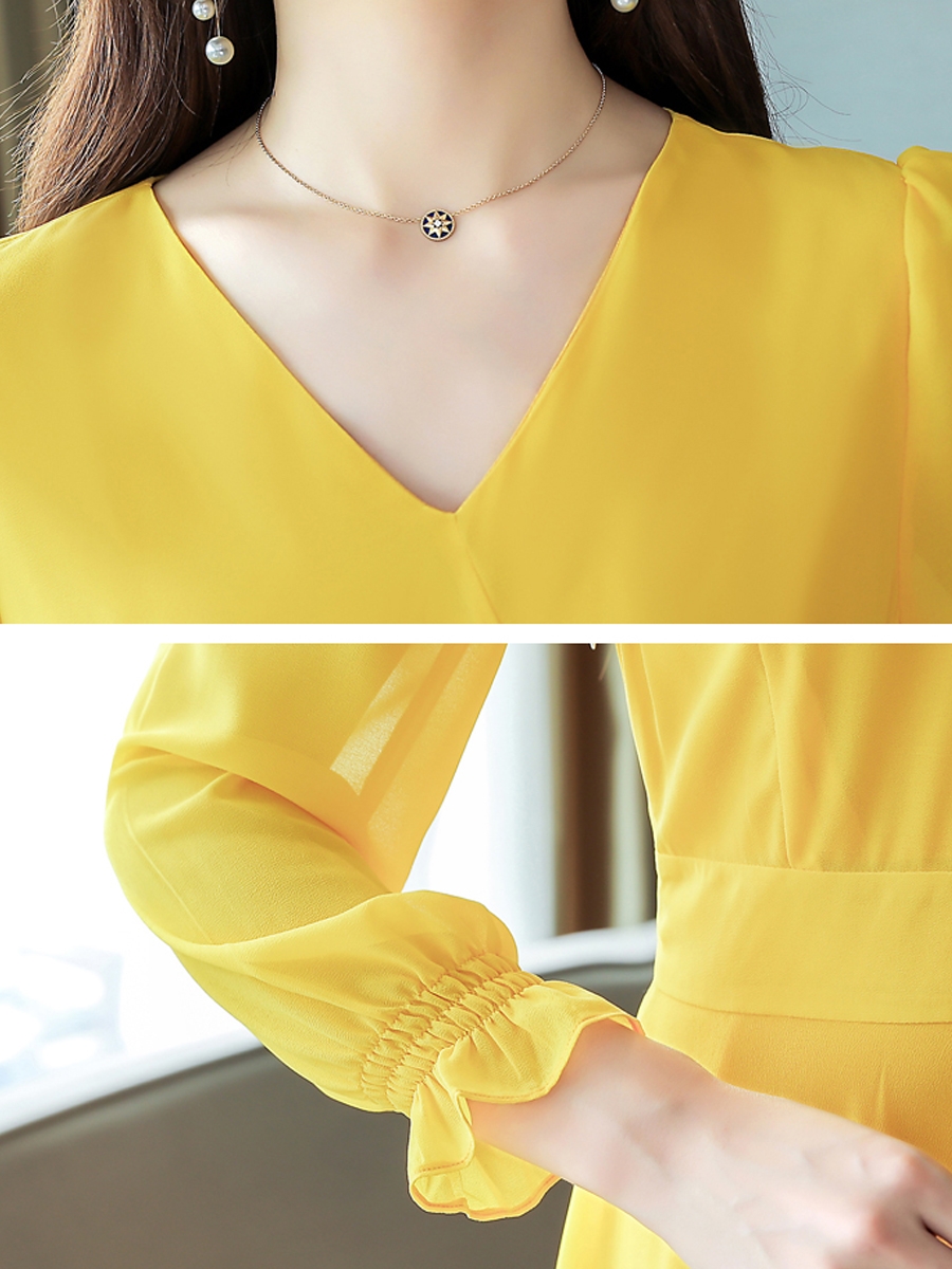 yellow georgette gown