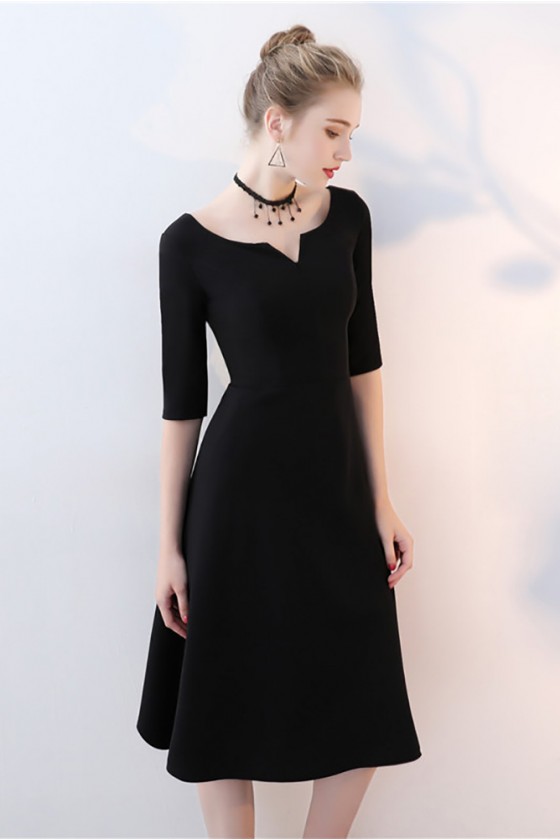 Buy Vivient Women Black Plain V-Cut Neck Hosery Short Dress at ...