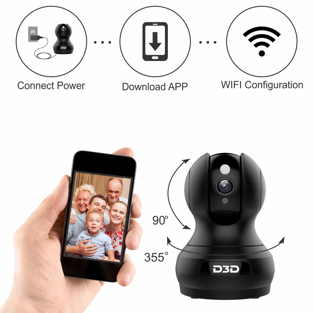 Buy D3D 2MP (1920x1080P) WiFi Wireless AI Smart IP Home Security Camera