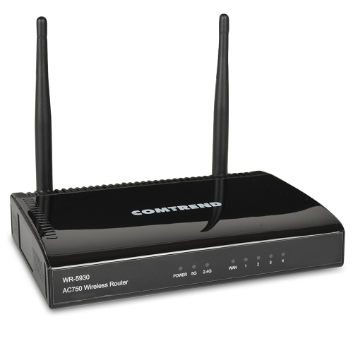 Comtrend WR 5930 750Mbps Wireless AC750 Dual Band 4 Port Router Black