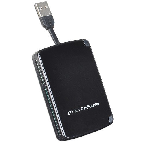 10 in 1 Portable USB 2.0 Card Reader Writer with Built in Storage for 9 Memory Cards