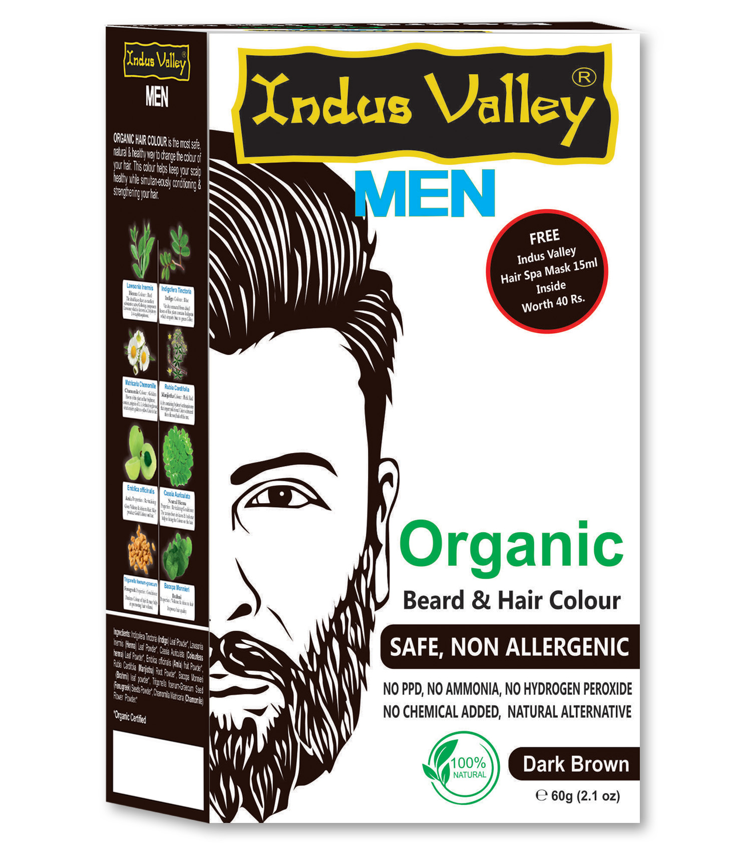 Buy Indus Valley Men Organic Beard Hair Colour Dark Brown For Safe Non