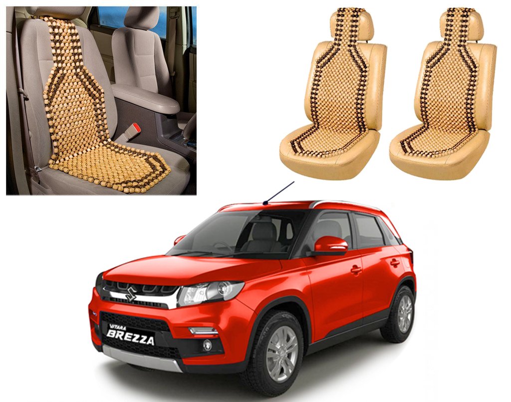 Buy Car Wooden Bead Seat Cover for Vitara Brezza (Set of 2, Wooden