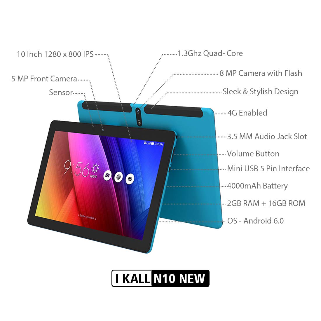 Buy I KALL N10 10 Inch Display 2 GB RAM 16 GB Internal Storage Tablet
