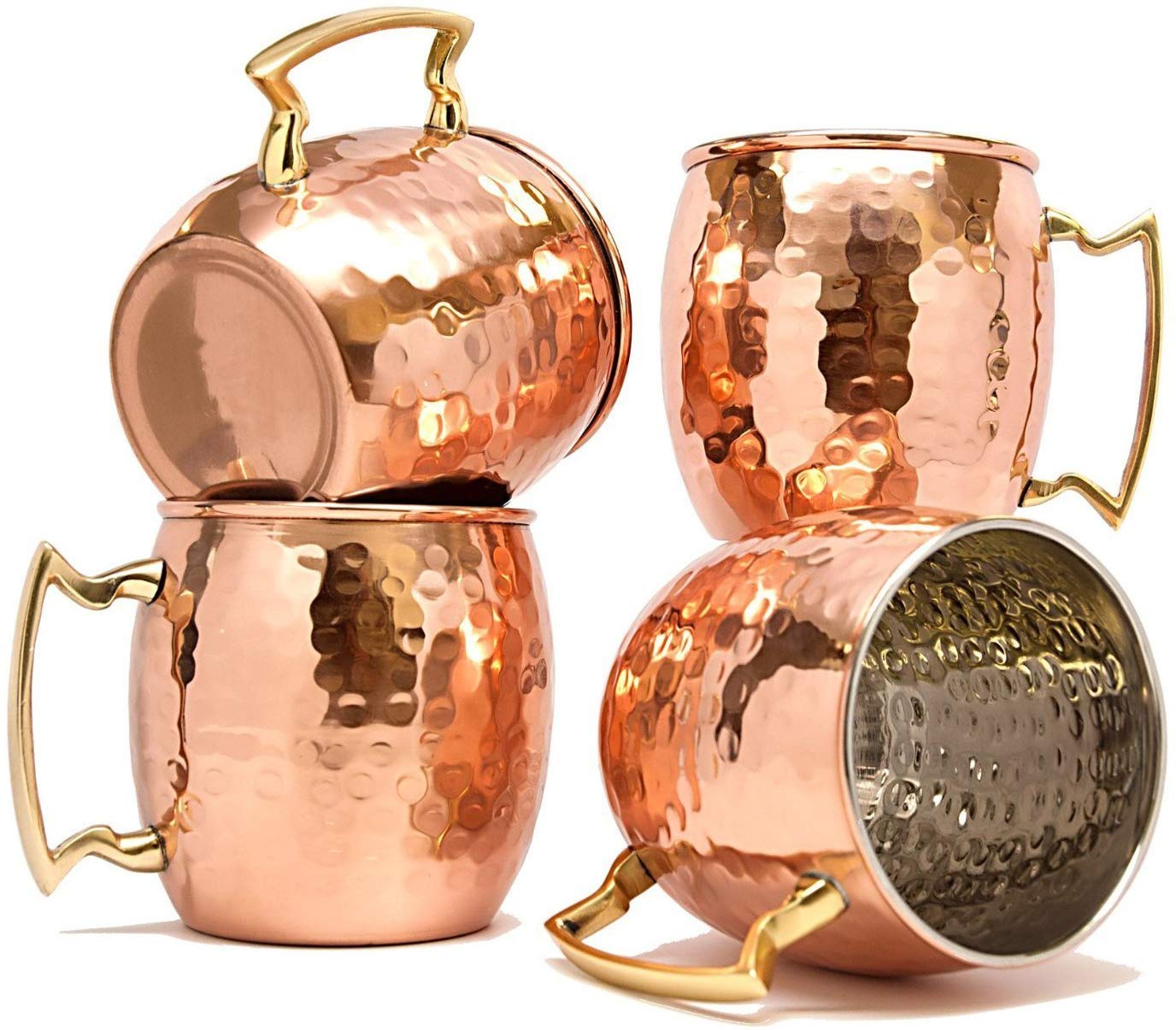 Copper Mug for Moscow Mules 560 ML/18 oz   Set of 4, Inside Nickle Hammered Best Quality