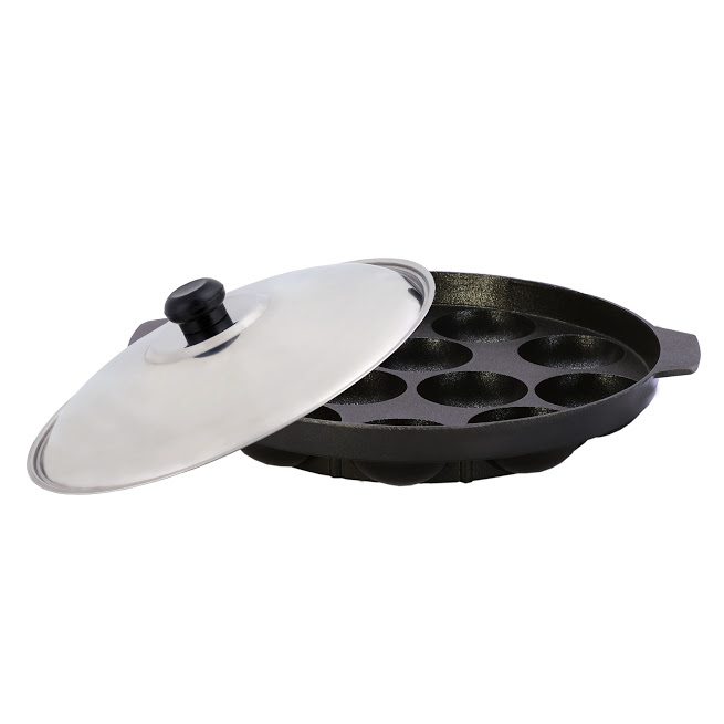 Nonstick Appam Patra 12 Pcs with Lid