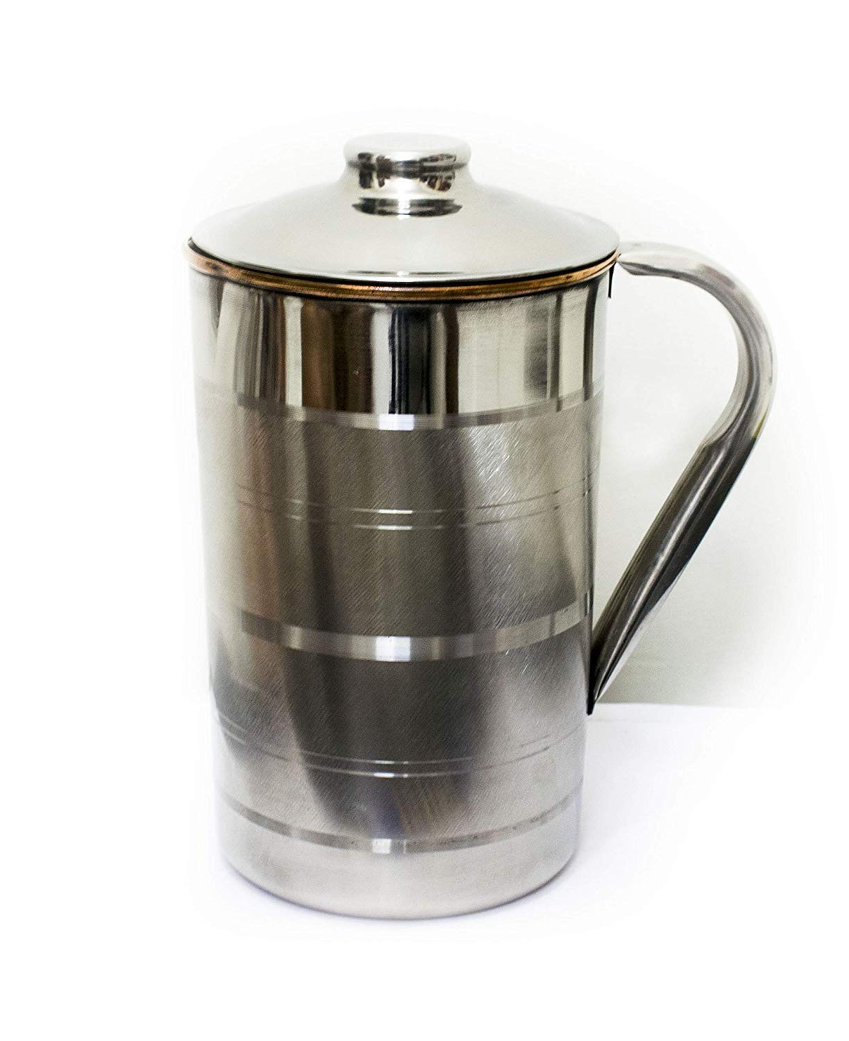 Handmade 1.6 Litre Copper Steel Water Jug Pitcher with Stainless Steel Outer and Inside Pure Copper