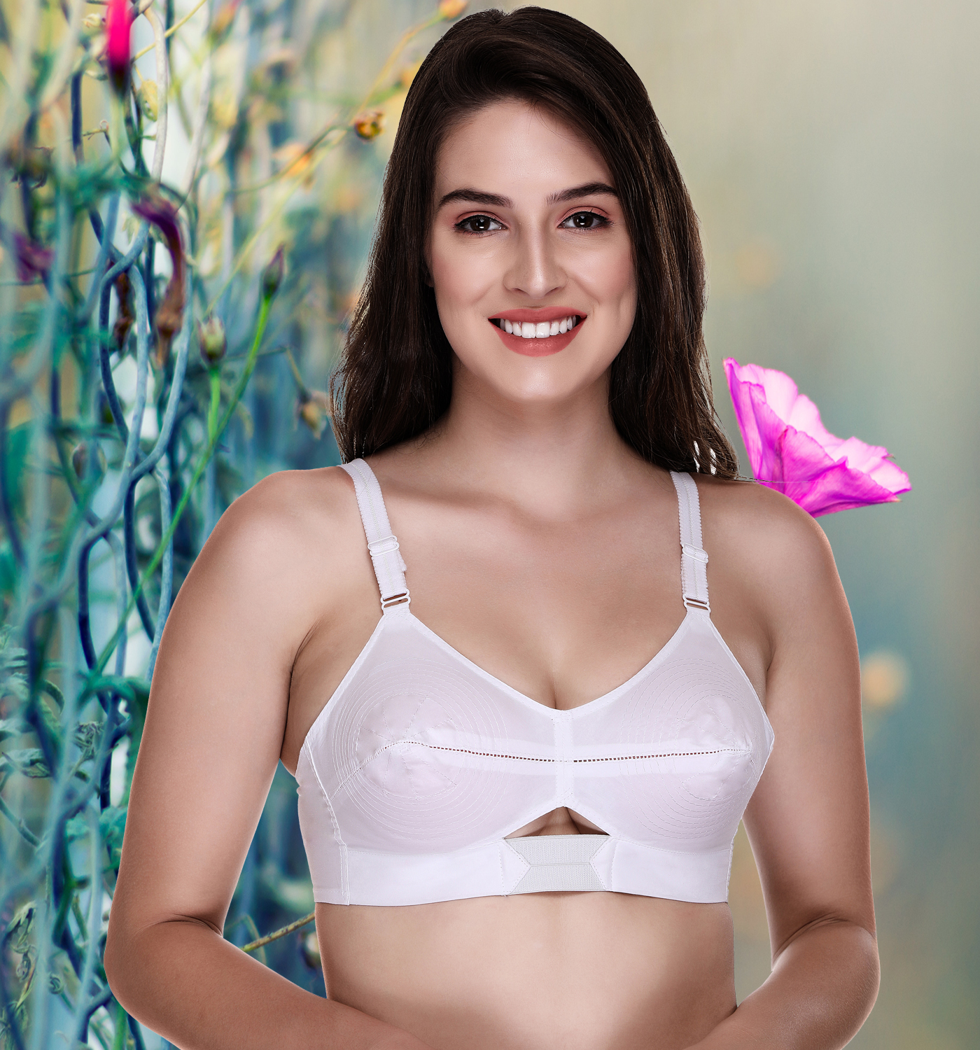 Buy Sona Women's Moving Elastic Strap Full Cup Plus Size Cotton Bra