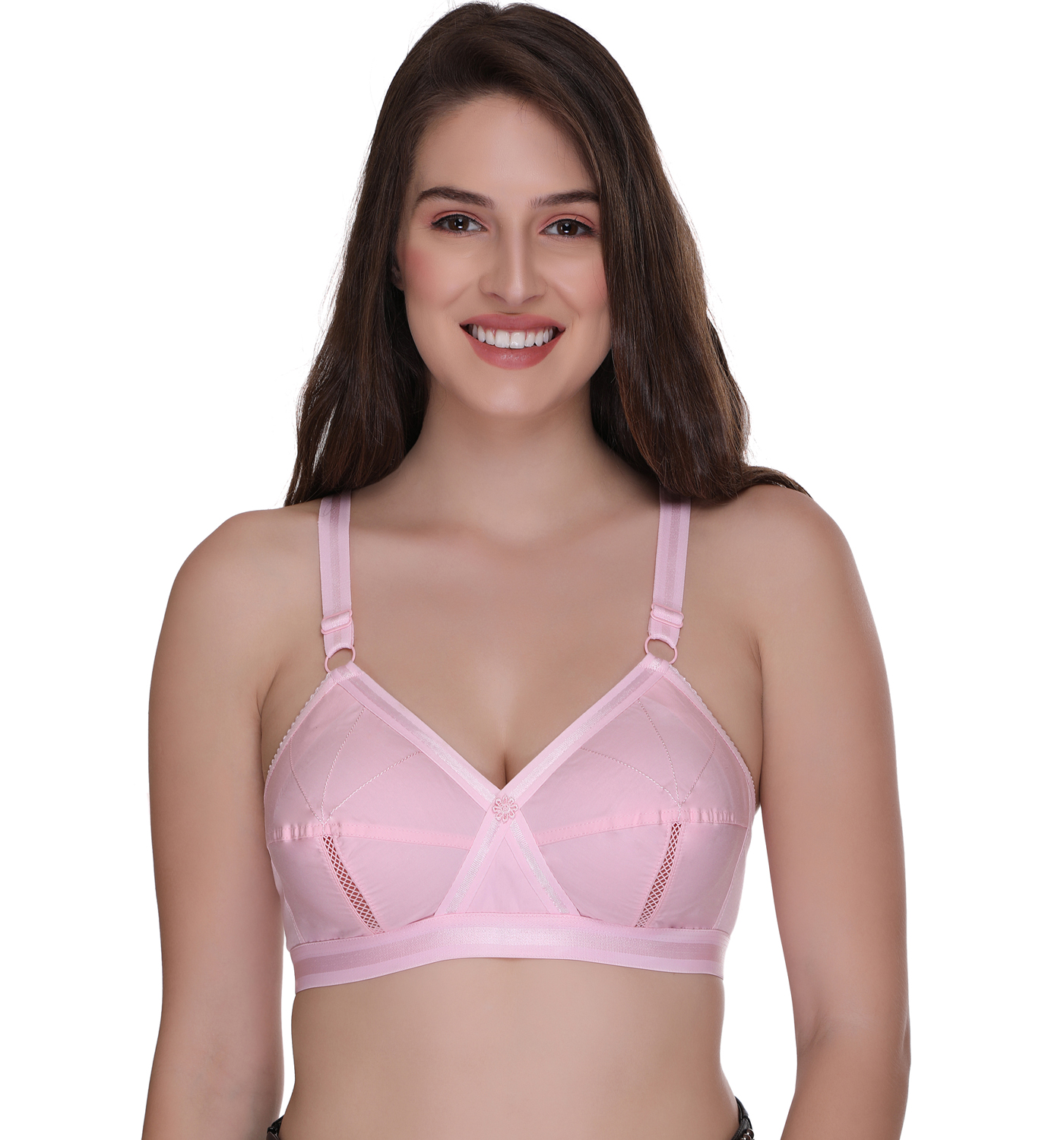 Buy Sona Womens Perfecto Full Coverage Non Padded Plus Size Cross Belt Cotton Bra Pink Color 4944