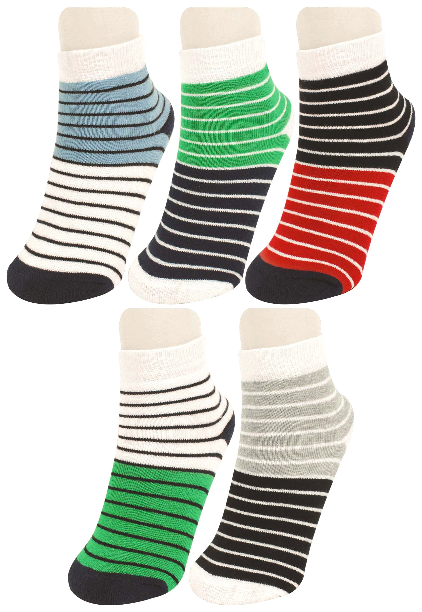 Neska Moda Boys And Girls 5 Pair Multicolor Striped Ankle Length Socks For Age 3 7 Years SK688
