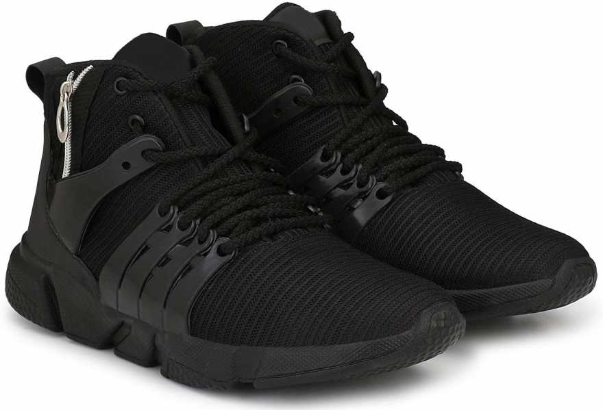 Buy Shoz Zip Black Walking Gym Running Sports Shoes For Men's In (Black ...