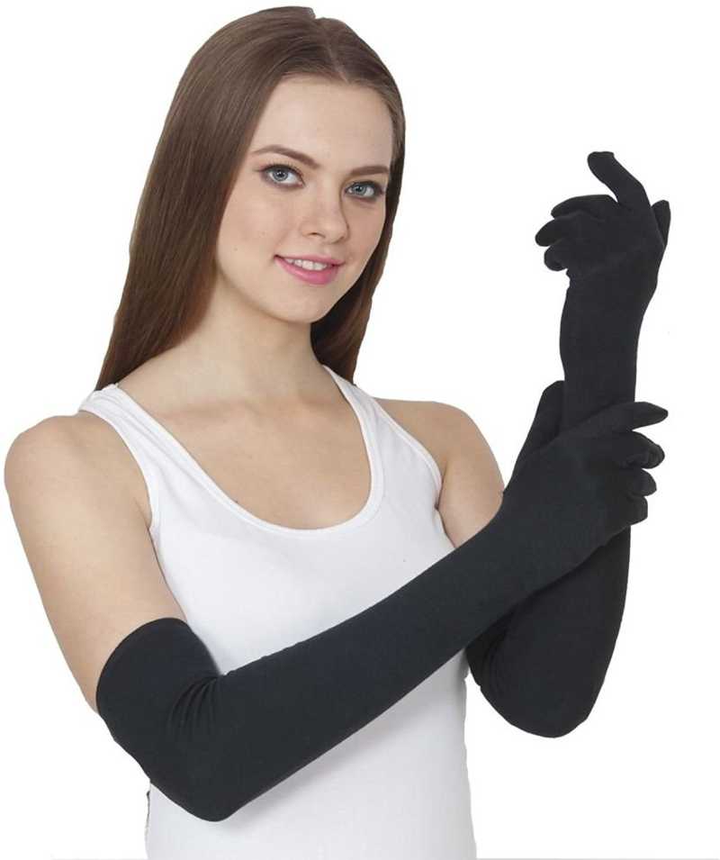 Buy Nawani 2 Pair Cotton Full Hand Gloves Sun Protection Gloves for Women Black Skin Colour